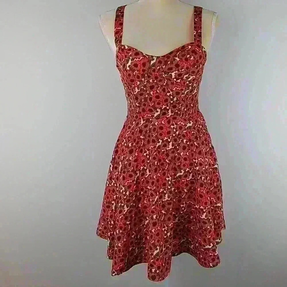 Forever 21 Ladies Coral Floral Print Sz S - Picture 1 of 8